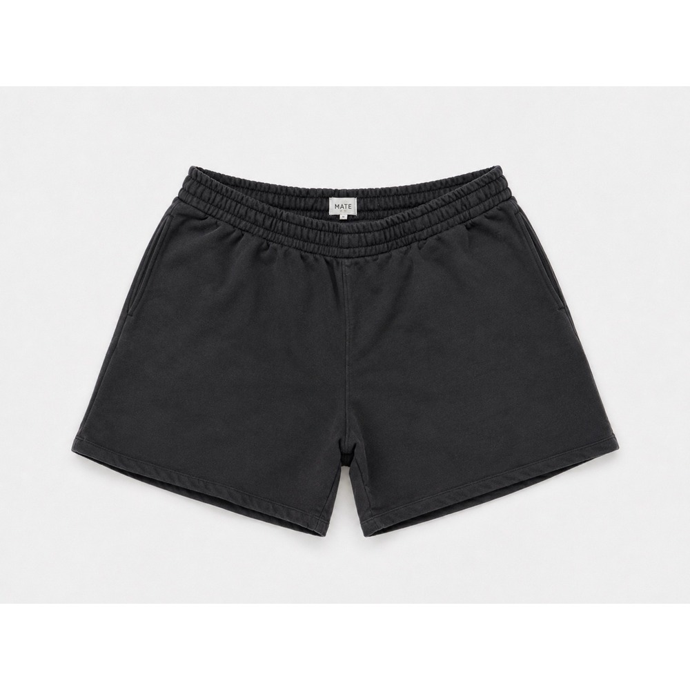 MATE the Label Mens Organic Cotton Fleece Shorts Black XL Relaxed Athleisure
